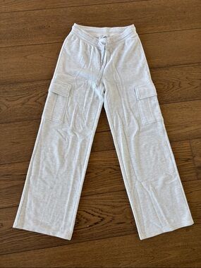 Aritzia TNA Light Gray Cargo Wide-Leg Lounge Pants